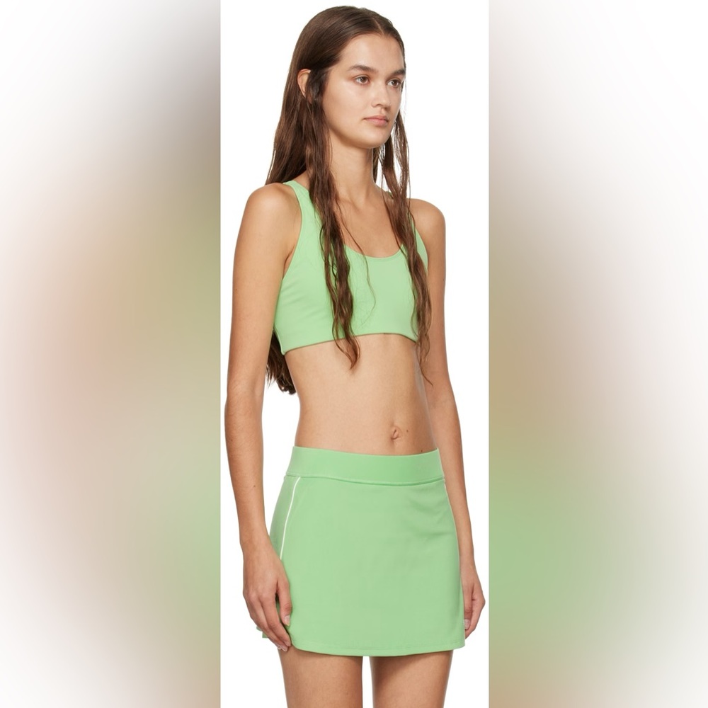 SPORTY & RICH 2-Piece Green Bonded Sport Bra and Skort Set